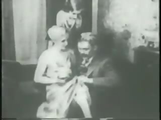 Two flappers dance naked with dude then rub and tug his putz together